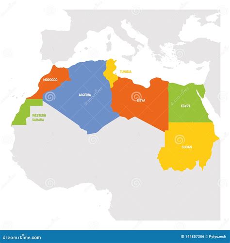 North Africa Region. Map of Countries in Northern Africa Stock Vector - Illustration of labeling ...