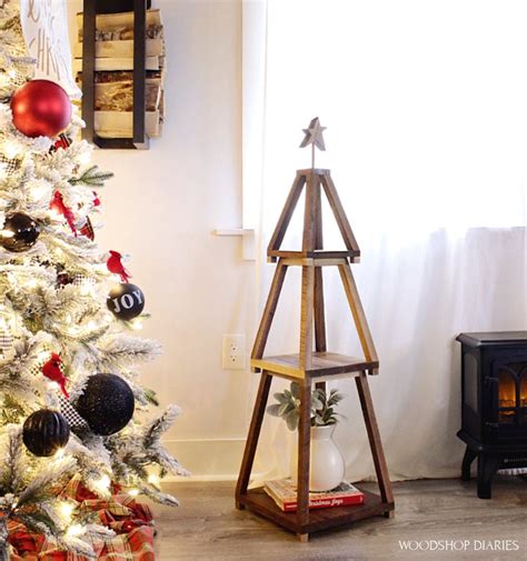 DIY Wooden Christmas Tree Shelf--STACKABLE! {Build it in 7 Steps}