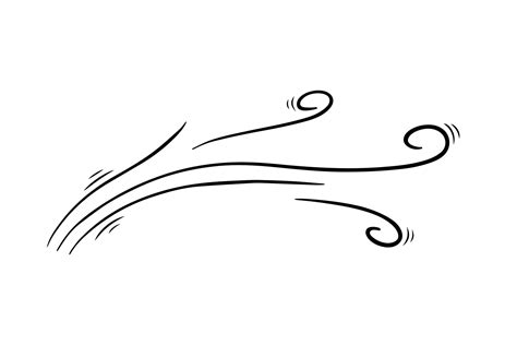 Wind blow in doodle style, vector illustration. Wave cold air during windy weather. Gust symbol ...