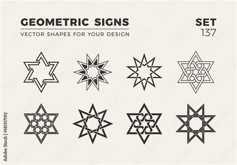 Set of eight minimalistic trendy shapes. Stylish vector logo emblems for Your design. Simple ...