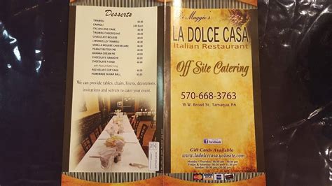 Menu at La Dolce Casa - DiMaggio's restaurant, Tamaqua