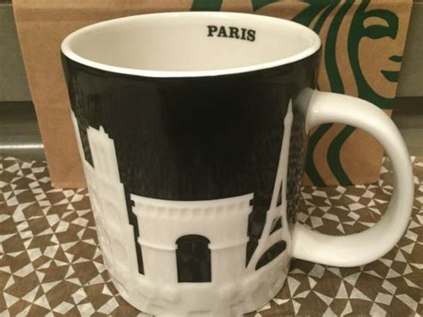 STARBUCKS City Mug, PARIS, Relief Collection, Black-White, New,16oz ...