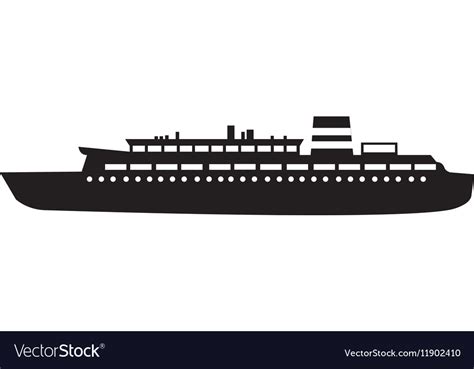 Black silhouette cruise ship design Royalty Free Vector