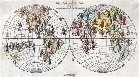 1820 double hemispherical pictorial world map