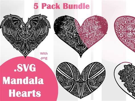 Mandala Heart SVG, Zentangle Heart Svg, Heart Cut File, Cricut Svg, Floral Heart Svg, Mandala ...