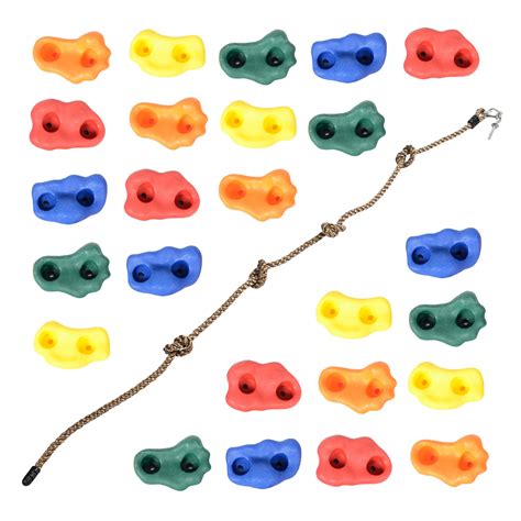 Milliard DIY Rock Climbing Holds Set with 8 Foot Knotted Rope (25 Pc ...