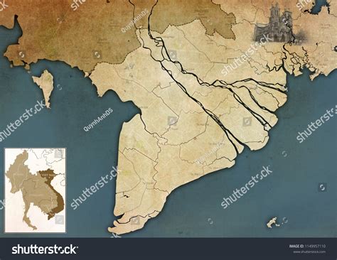 Mekong Delta Map Vietnam Stock Illustration 1149957110 | Shutterstock