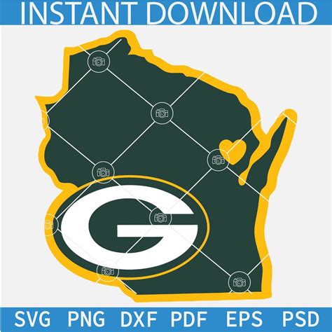 Green Bay Packers G in Map SVG, Green Bay Packers Team Map SVG, Green Bay Packers Logo Map SVG