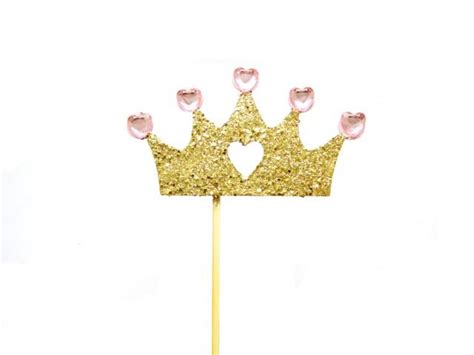 Gold Glitter Princess Crown Topper - Girls Birthday Cake Topper, 1st ...