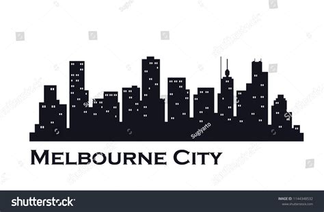 Melbourne City Skyline Silhouette Vector Design Stock Vector (Royalty ...