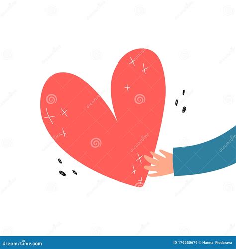 Love and Compassion. Cartoon Hand Holding Heart Isolated on White Background Stock Vector ...