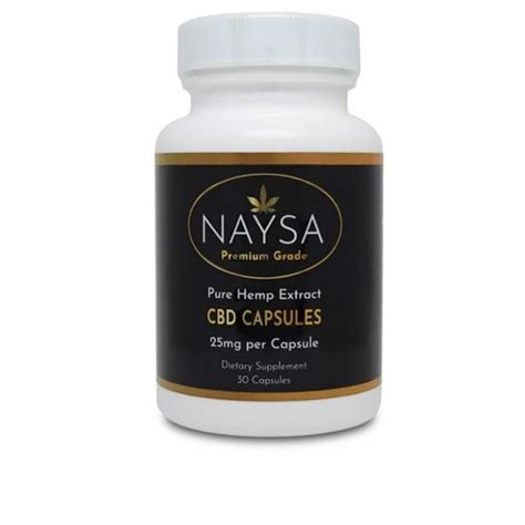 CBD Pure Hemp Extract Capsules – NAYSA – 25mg – 30 capsules – CBDPROPLUS