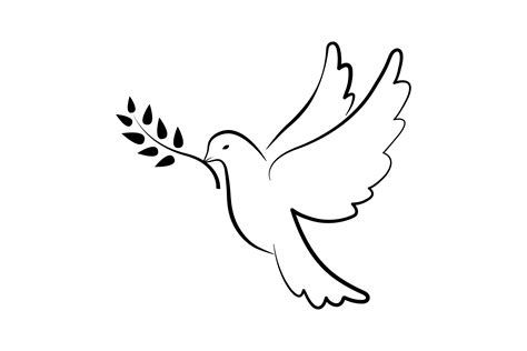 Dove of Peace symbol. Dove with olive branch (1097069) | Illustrations | Design Bundles