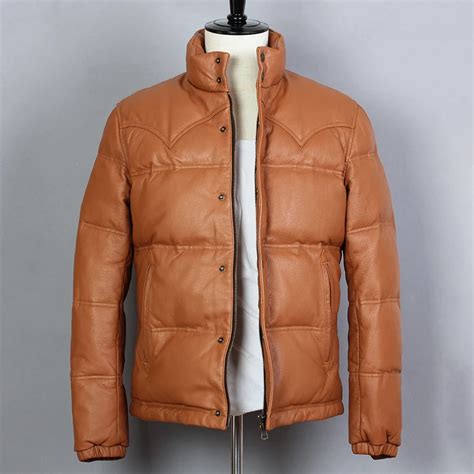 Avirex fly Genuine Leather Down Jacket Men Sheepskin Slim Duck Down ...