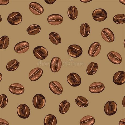 Vector Coffee Beans Seamless Pattern On A Brown Background. Stock Vector - Illustration of ...