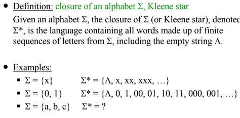 Solved Definition: closure of an alphabet Σ, Kleene star | Chegg.com