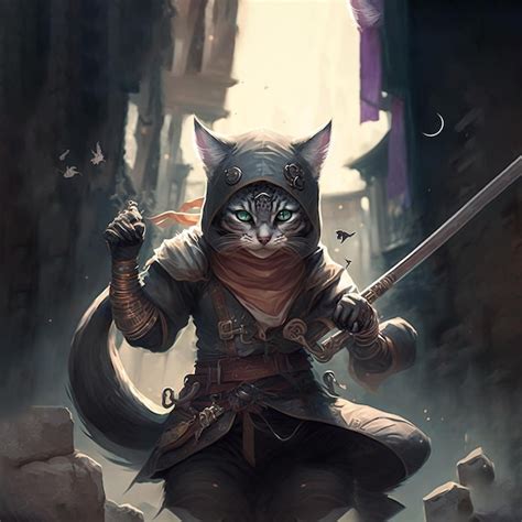 Premium Photo | Samurai cat, cute cat, samurai cat illustration, digital illustration