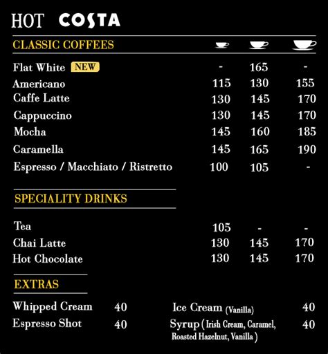 Menu of Costa Coffee, IGI Airport, New Delhi - magicpin