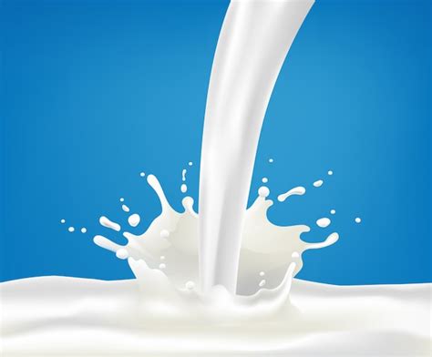 Premium Vector | Milk splash and pouring, white splatter on blue background, realistic healthy ...