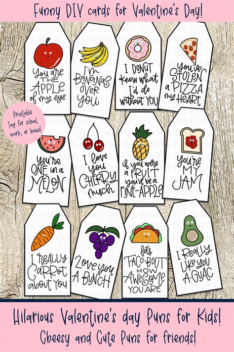 Printable Valentine's Day Food Pun Tags 12 Adorable Designs for School ...