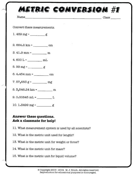 Metric System Worksheets 5Th Grade — db-excel.com