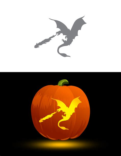 Printable Easy Fire-Breathing Dragon Pumpkin Stencil