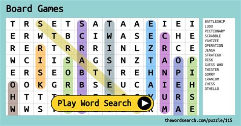 Board Games Word Search