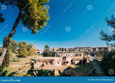 Pompeii, Italy. View of Pompeii Archaeological Park in Sunny Day ...