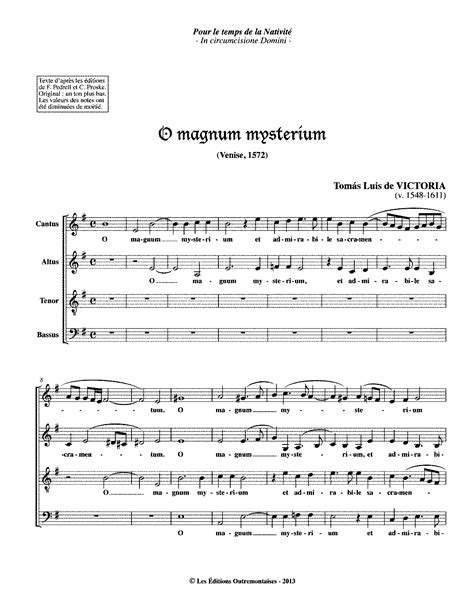 O magnum mysterium (Victoria, Tomás Luis de) - IMSLP: Free Sheet Music PDF Download