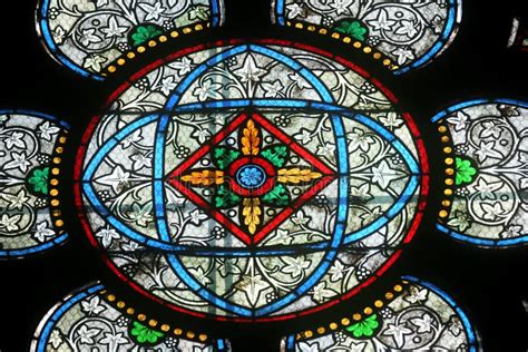 Colorful Stained Glass Window in Cathedral Notre Dame De Paris ...