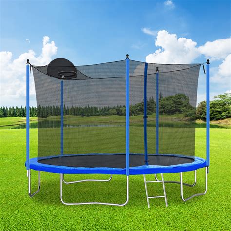 Sumdeal 12FT Kids Trampoline with Basketball Hoop and triangular ...