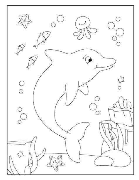 Premium Vector | Cute dolphin coloring pages for children