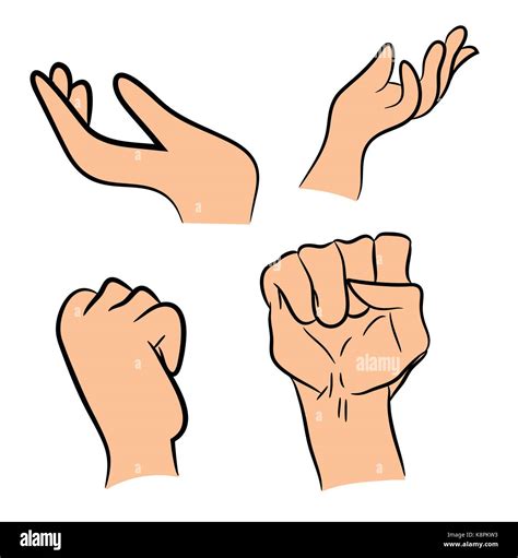 Image of cartoon human hand gesture set. Vector illustration isolated on white background Stock ...