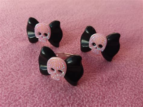 Kawaii/cute Pastel Goth Pink Skull Black Bow Punk Grunge | Etsy