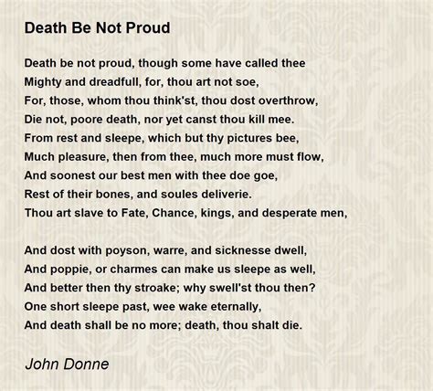 Death Be Not Proud - Death Be Not Proud Poem by John Donne