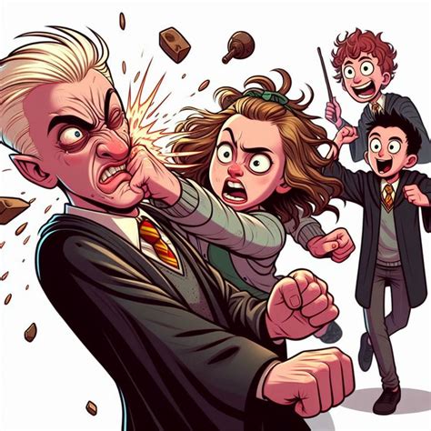 Hermione punches Malfoy by Buffy2ville on DeviantArt