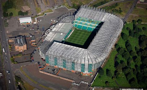 Celtic Park football stadium, home to Celtic Football Club from the air ...