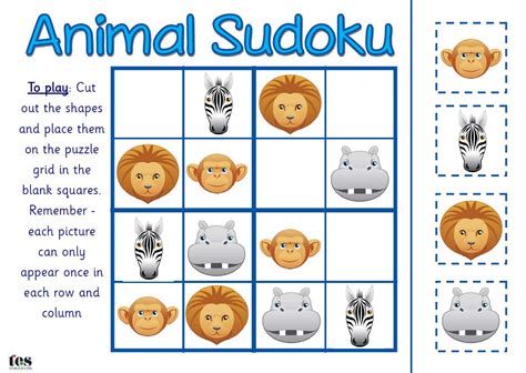 Animal Sudoku | Teaching Resources | Sudoku, Kindergarten activities, Preschool zoo theme