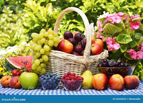 Basket with Fresh Organic Fruits Stock Image - Image of grape, assorted ...