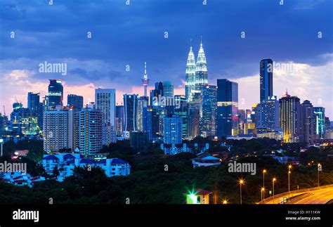 Kuala Lumpur skyline at night Stock Photo - Alamy