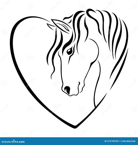 Silhouette of a Heart in the Form of a Black Horse. Animal Love Concept Stock Vector ...