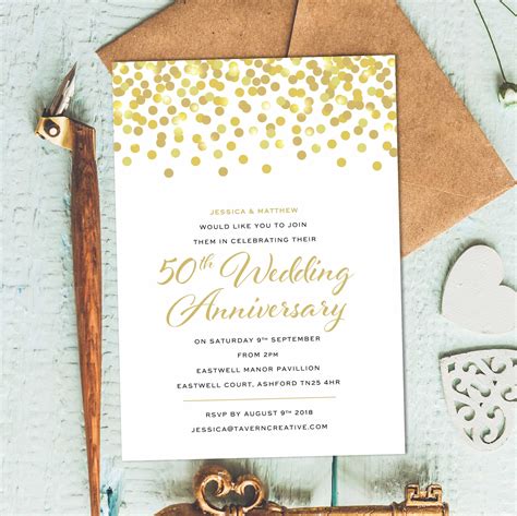 Golden Wedding Invitations, 50th Wedding Anniversar… | 50th wedding ...