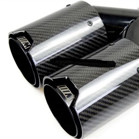 MOTORS Parts & Accessories Universal M LOGO Carbon Fiber Exhaust Tips For BMW M Performance ...