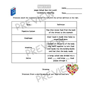 Magic School Bus For Lunch - Digestive System Worksheet Resources