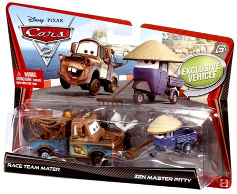 Disney Pixar Cars Cars 2 Race Team Mater Zen Master Pitty 155 Diecast Car 2-Pack Mattel Toys ...