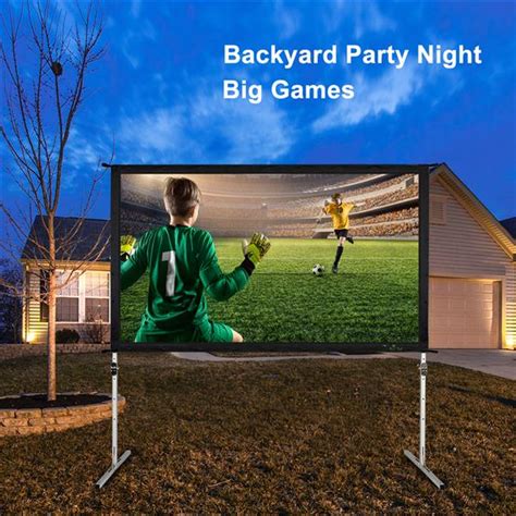 4K HD Outdoor Indoor Portable Projection Screen,Freestanding Portable Projector Screen Movie ...