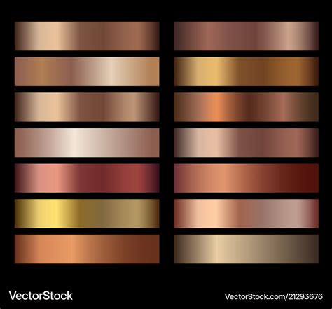 Bronze foil texture gradients templates set Vector Image