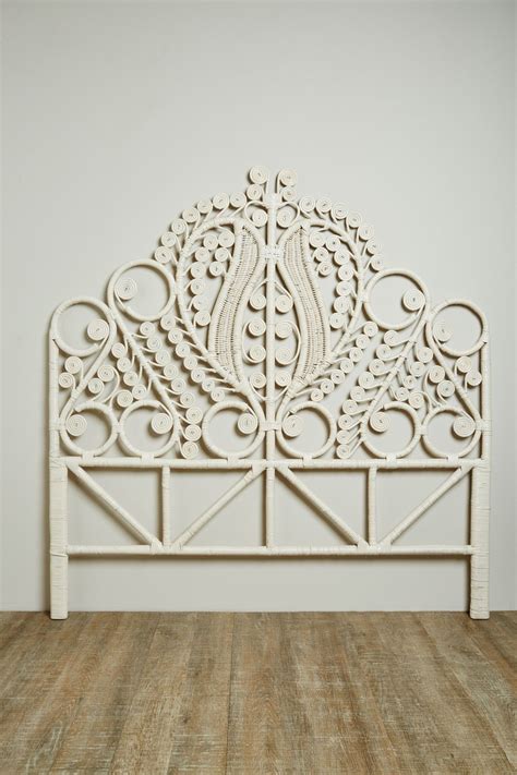 White Rattan Queen Headboard - Earthbound Trading Co. (With images) | Queen headboard, Headboard ...