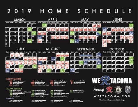 Home Schedule - We R Tacoma