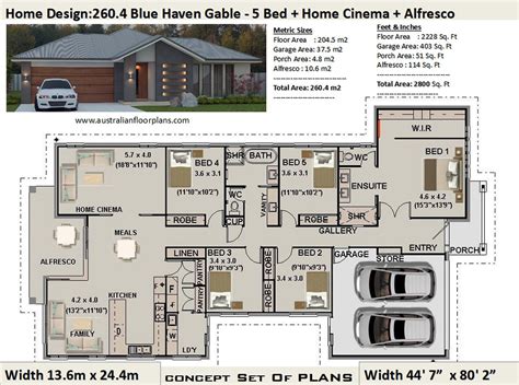 5 Bedroom House Plans Australia 260.4 M2 or 2800 Sq. Feet - Etsy